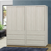 MUNA家居 莫托斯6.4X7尺鋼刷白色推門衣櫥/衣櫃(共兩色) 194.8X57X199cm