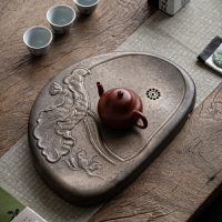 創意蓮花干泡茶盤小型家用陶瓷瀝水托盤蓄水排水式新款小茶臺