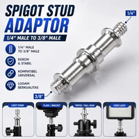 Spigot Stud Adaptor Kamera 1/4 ke 3/8 Inch Male to Male Screw Adapter Sambungan Light Stand Tripod F
