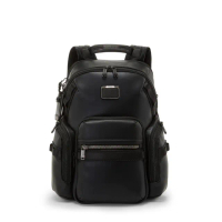 【TUMI】Alpha Bravo Navigation 皮革質感後背包 - 黑色(TUMI 官方旗艦店)