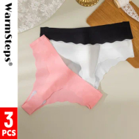 WarmSteps 3Pcs/Set Women's Thongs Seamless Panties for Woman G Strings Thongs Female Invisible Underpants Lingerie 3 Pieces Pack