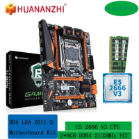 Kit XEON X99 Motherboard HUANANZHI BD4 LGA 2011 v3 with Intel E5 2666 v3 and 16GB (2*8G) DDR4 RECC memory combo set NVME NGFF