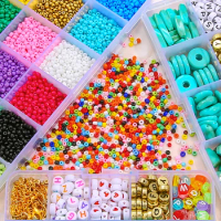 Plastic Turquoise Beads DIY Charms ​Seed Beads For Necklace Earring Bracelet Jgarment ewelry Making 10/15 grid Beads Kit Box