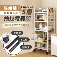 【慢慢家居】五層60寬-廚房可移動隙縫置物電器架 (金屬導軌抽屜)