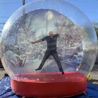 Beautiful Snow Globe Photo Booth For Events New Backdrop Inflatable Christmas Yard Snow Globe People Go Inside Clear Bubble Dome