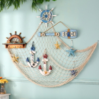 木質船錨地中海漁網組合壁掛墻飾創意家居沙發背景墻掛件軟裝飾品