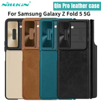 For Samsung Galaxy Z Fold 5 Case NILLKIN Qin Pro Leather Flip Case With S-Pen Pocket Slide Camera Protection Full Back Cover