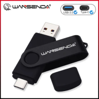 WANSENDA TYPE C USB 3.0 Flash Drive Metal Pen Drive 512GB 256GB 128GB 64GB 32GB 16GB Memory Stick 2 IN 1 High Speed Pendrives
