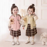 Baby Jacket Set 2025 Spring Girls Baby JK Plaid Skirt Pleated Skirt Two-Piece Set Spring Autumn Todd
