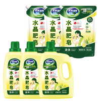 南僑水晶肥皂液體洗衣精2.4kgx3瓶+補充包1400mlx3包-檸檬香茅