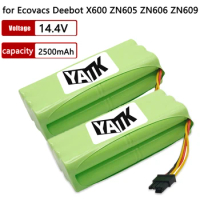 14.4V 2500mAh Vacuum Cleaner Robot Battery Pack for Ecovacs Deebot X600 ZN605 ZN606 ZN609 Ni-Mh Rechargeable Battery 2Pcs/Lot