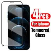4PCS Full Cover Tempered Glass for iPhone 11 12 13 PRO MAX Screen Protector Protective Glass for iPhone 11 12 13 XR XS MAX Glass