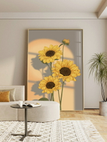 客廳裝飾畫簡約現代向日葵落地畫治愈系壁畫光影沙發背景墻掛畫