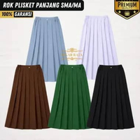 Seragam Rok Plisket Panjang SMA MA Model Pliskit Rempel Lipit Abu Coklat Putih Hitam Hijau Bahan Dri