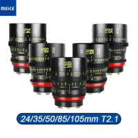MEKE FF-Prime 24/35/50/85/105mm T2.1 Cine Lens for Full Frame Cinema Systems for Arri PL Panasonic L Canon EF/RF Sony E Mount