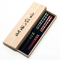 【若狹塗】日本製 鑲貝漆 筷子2入禮盒組 夫妻筷 鮑魚貝(日本 筷子)