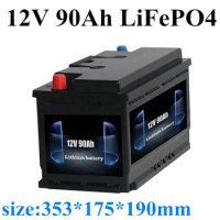 Extra Long Time! 12v 90ah Lifepo4 Marine Rechargeable Boat Lithium Battery Pack For Rv Boat Inverter Golf Cart Ups +10a Charger