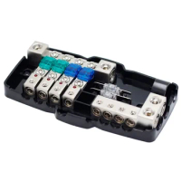 0/4GA 4 Way Multi-Functional LED Car Audio Stereo ANL Fuse Holder with Ground Mini ANS Fuse Box Distribution Block 30A 60A 80A F