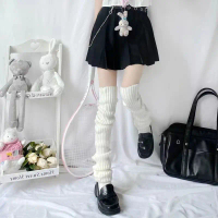 Vớ tất ống chân dệt kim len ống tay giữ ấm phong cách Y2K ống tất chân đáng yêu phong cách idol iLit