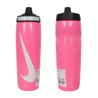 NIKE REFUEL 瓶蓋擠壓水壺 24OZ-慢跑 登山 單車 亮粉紅白黑