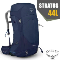 【美國 OSPREY】新款 Stratos 44 透氣立體網架健行背包(防水背包套+水袋隔間+緊急哨)/海鯨藍 R