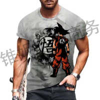 Dragon Ball Z 2024 Vegeta Men's T Shirt Goku Man Clothes Tops Cool Saiyan Short Sleeve Tee 110-6XL Summer GYM Harajuku T-shirt