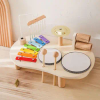 Kids Drum Set Multifunction Music Educational Toy Fine Motor Skill Wooden Percussion for Kids Boy Girl Toddlers Children Gifts
