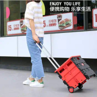 Collapsible Shopping Cart Fold Shopping Bag On Wheel Grocery Trolley Crate Car Hand Carts Luggage Trolley Supermarket Shop Car