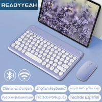 Bluetooth Keyboard and Mouse with Spanish Portuguese Russian Hebrew French Arabic Wireless Keyboard for iPad Tablet Laptop
