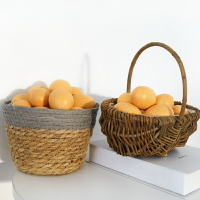 Lmdec仿真模型道具裝飾 假雞蛋搭籃子套裝 廚房櫥柜仿真水果蔬菜