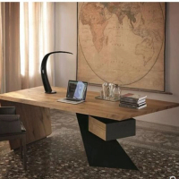 實木辦公長桌書桌（140*65*75 板厚5（帶抽屜））(下單後聯絡客服確認發貨顔色) 