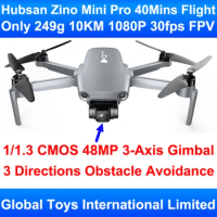 In Stock 249g Hubsan Zino Mini Pro With 3-Axis Gimbal 3-Way Obstacle Avoidance 10KM FPV Range 40Mins Flight RC Drone Quadcopter
