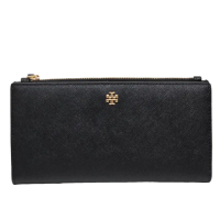 【TORY BURCH】TB 專櫃款 防刮釦式對開長夾(黑色/贈原廠紙袋母親節送禮)