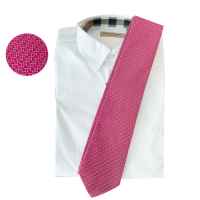 HERMES愛馬仕經典幾何交叉方格設計蠶絲領帶-紅色系3
