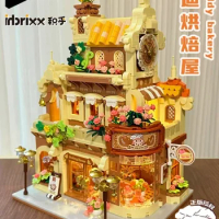 1500pcs Stock Teddy Bear Baking House Blocks Heal Coffee House Street View Trend Play Building Blocks Friends Birthday Gift Toys