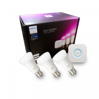  [飛利浦原裝行貨2年保養]Philips Hue 彩光藍牙燈泡入門套裝 ( 橋接器X1 + 11W/E27/A60 Hue 彩光燈膽 x3) 丨11W A60 E27｜1600萬色｜Bridge s