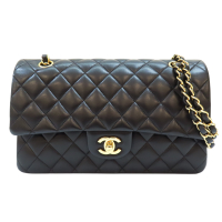 【二手名牌BRAND OFF】CHANEL 香奈兒 黑色 菱格紋羊皮 COCO25 雙蓋 兩用包