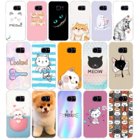 27AA Cute cats and animals gift Soft Silicone Tpu Cover phone Case for Samsung Galaxy S6 S7 edge Case