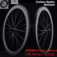 Carbon Spoke 700c Wheelset Disc Brake 28mm Gravel Cyclocross R280C Ratchet Normal / Ceramic Bearing Road Bicycle Carbon Wheels