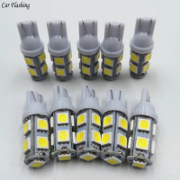 100Pcs LED T10 W5W LED Bulbs 9SMD 5050 W5W T10 LED White Blue auto car wedge clearance lights W5W 194 168 led interior lamp