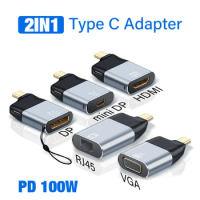 New UHD 4K 60Hz Type-C to HDMI-compatible/VGA/DP/RJ45/Mini DP Video Converter USB Type C Adapter For Samsung Huawei MacBook