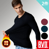 BVD 2件組日本科技親膚發熱纖維圓領長袖衫(日本高科技 發熱纖維)