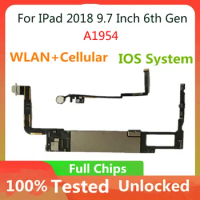 For IPad 2018 9.7 Inch 6th Gen A1954 WLAN Cellular Official Version Logic Board Unlocked Motherboard With Chips Free iCloud