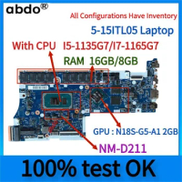 NM-D211.For Lenovo Ideapad 5-15ITL05 Laptop Motherboard.With CPU I5-1135G7/I7-1165G7 RAM 16GB N18S-G5-A1 2GB 100% test OK