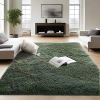 Long-pile carpet for living room, bedroom, and bedside. Home-use, in-stock, solid color, Ins-style f