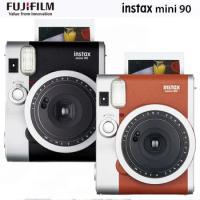 Fujifilm Instax Mini 90 Neo Classic Camera Instant Cameras Portable for Birthday Present Black / Brown (Film Pack Optional)