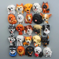 Japanes Bulldog Siberian Husky Corgi Pug Chihuahua Toys Resin Kawai Zakka Puppy Figure Toys Model Fridge Magnet Home Decor