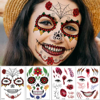 3pcs Halloween Bloody Wound Tattoo Stickers Face Horror Scars Waterproof Tattoo Stickers DIY Halloween Party Decoration