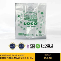 LOCO - Kantong Plastik PE Bening | Kantong Kresek | LOCO Take Away | 20 x 40 cm (250 gram) 1 Pack