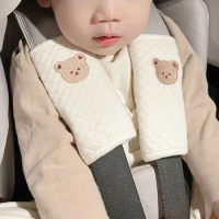 Baby Car Seat Safety Belt Cover Kid Chest Shoulder Protector Cushion Korean Cartoon Embroidery Bear Bunny Car Seat Accessories